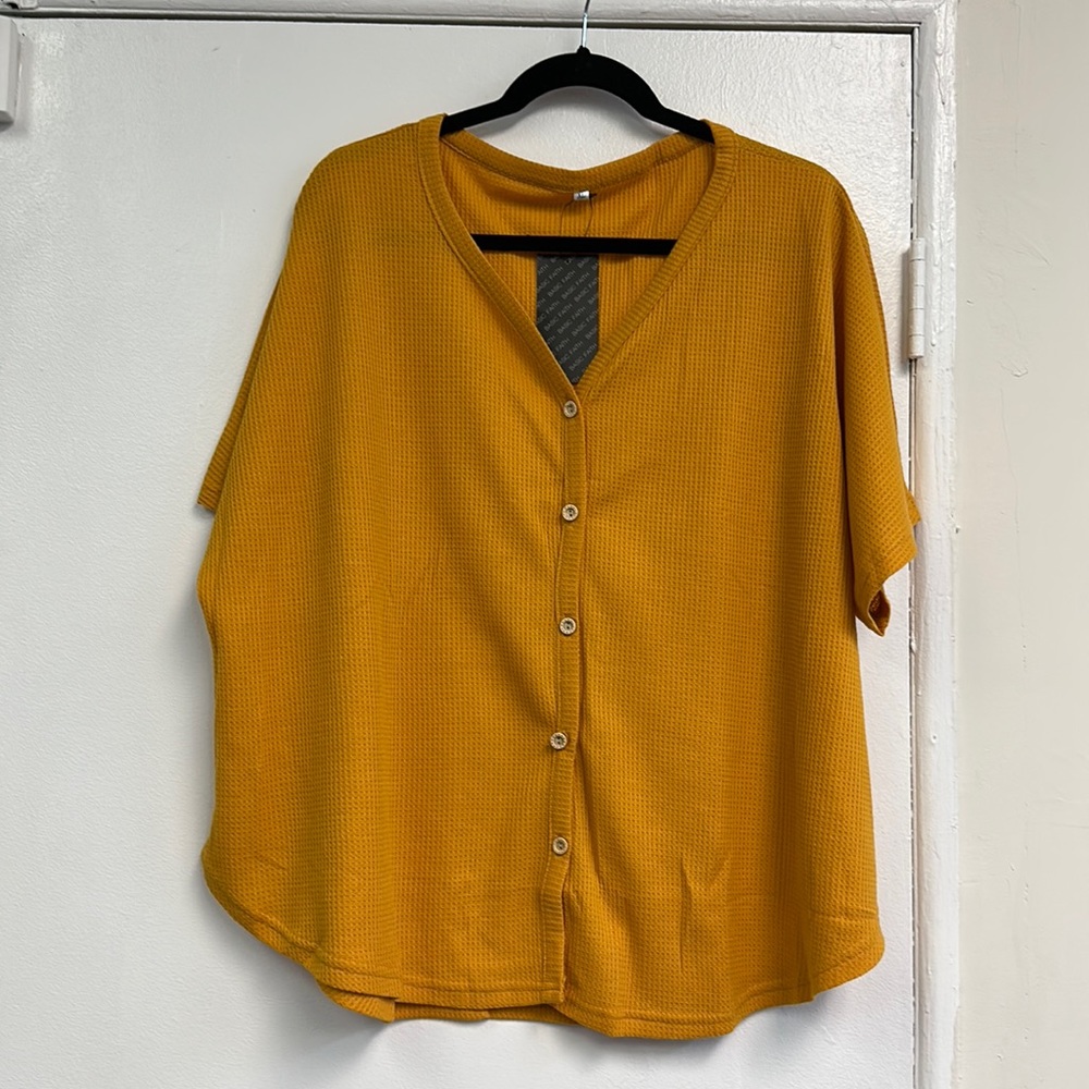 Basic Faith Service mustard color button down shirt size XL new with tag…